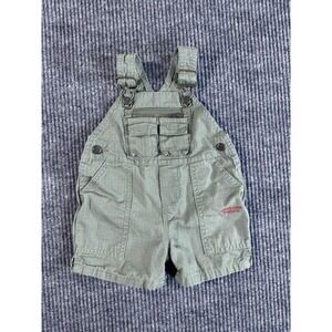 OshKosh B'gosh Green Cotton Overall 0-3 Months Snap Closure Pockets